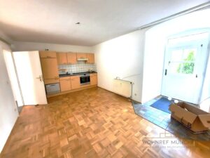 Wohnraum mit Blick auf die Einbauküche